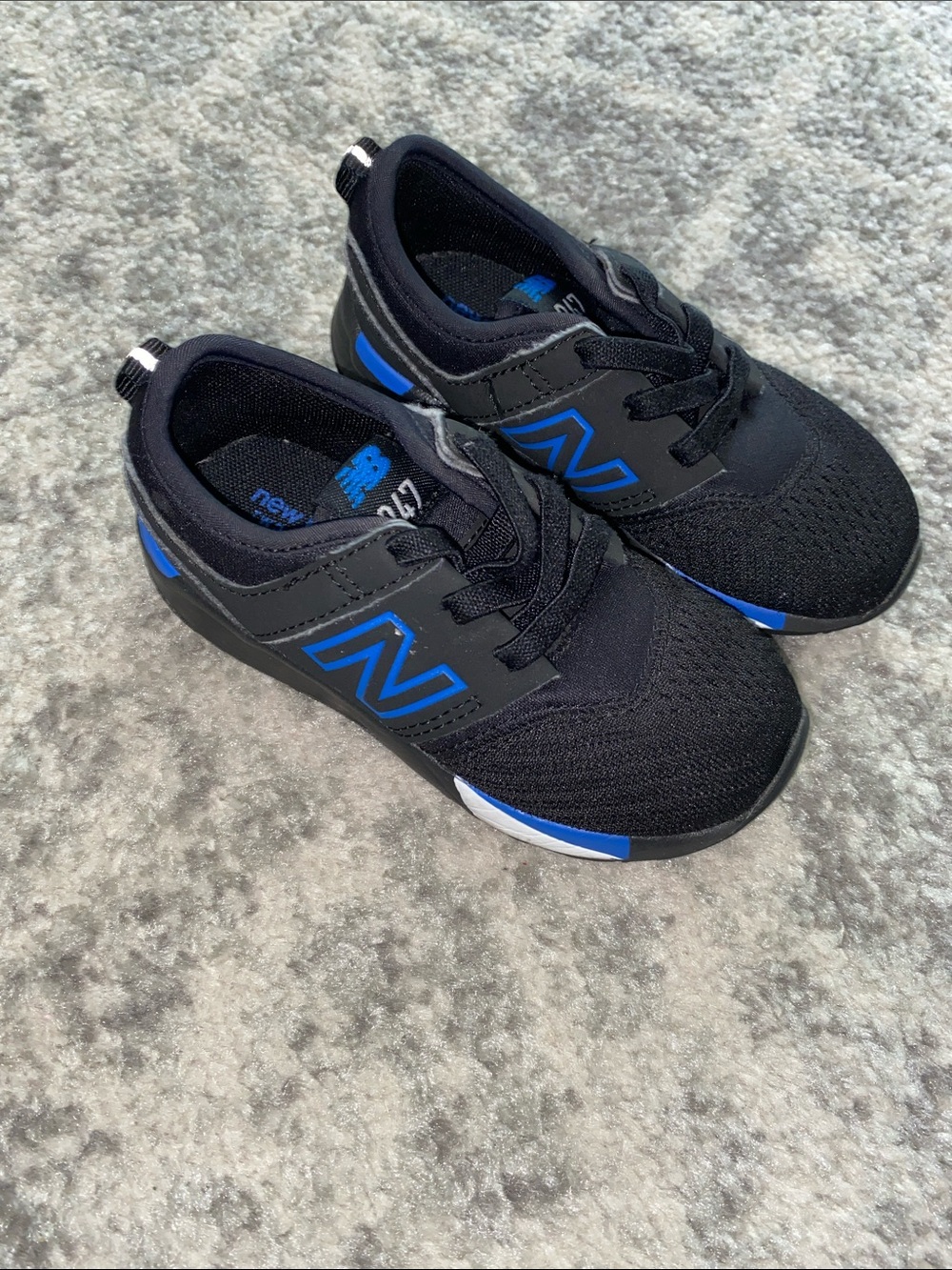 New Balance Kids Black and Blue Athletic Sneakers